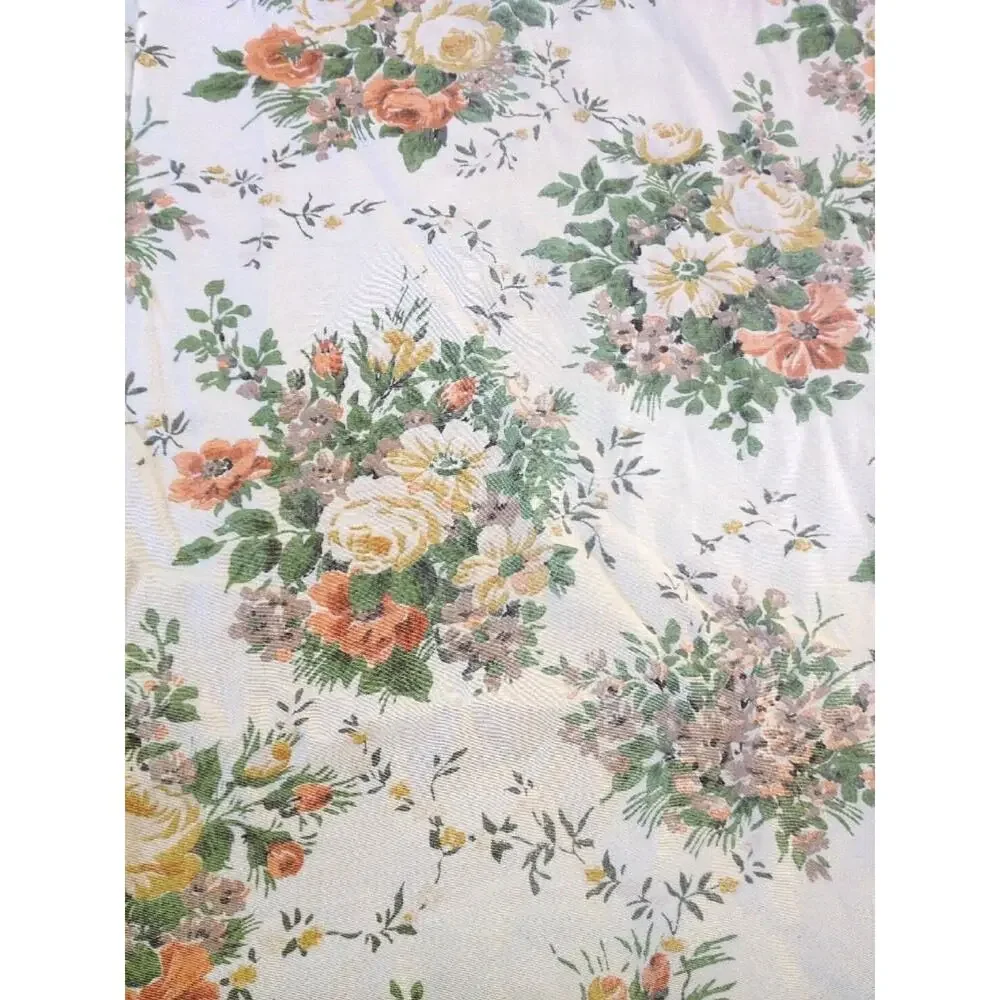 Pair Vintage Mid Century Roses Flowers Floral Rayon Curtains Panels 22